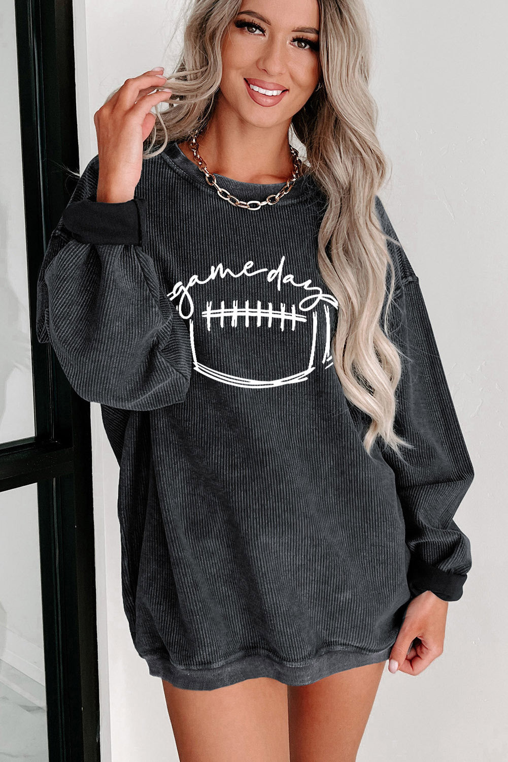 Football Graphic Dropped Shoulder Sweatshirt